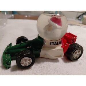 vintage hard plastic Santa Claus snow globe Italy Race Car Collectible Decor